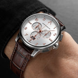 CORNAVIN CO.BD.02.L - Schweizer Uhr mit Grossdatum und braunem Lederband