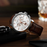 CORNAVIN CO.BD.02.L - Schweizer Uhr mit Grossdatum und braunem Lederband