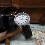 Cornavin Swiss Made Watch of the Bellevue collection with a black leather strap