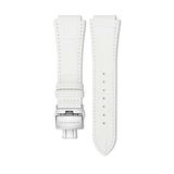 19mm - White Leather Strap with butterfly clasp