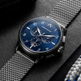 CORNAVIN CO.BD.04.B -Swiss Made Watch with Big Date and blue dial