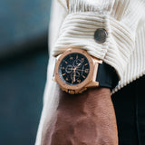 CORNAVIN CO 2012-2022R - Swiss Made Watch Chronograph with a matte rose gold PVD case and rubber strap