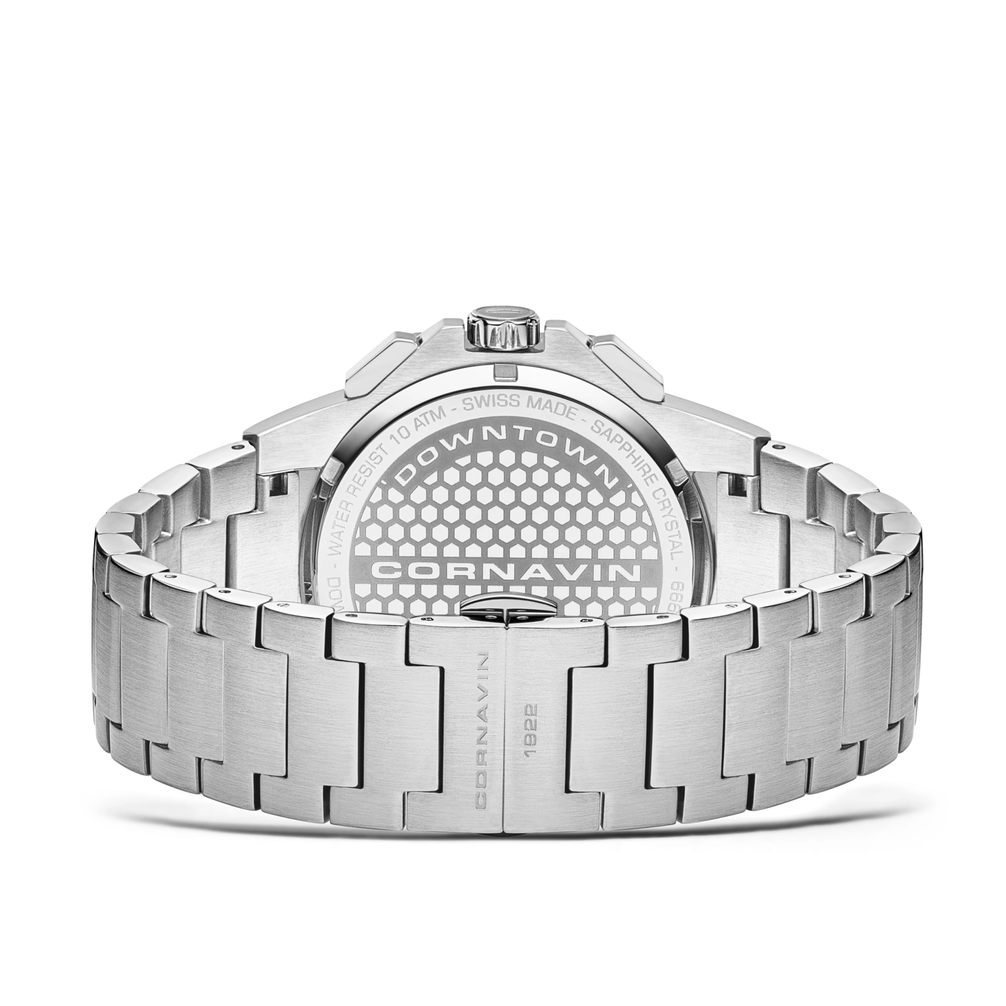 Cornavin CO.DS.04.B Silver watch with stainless steel bracelet on a white background
