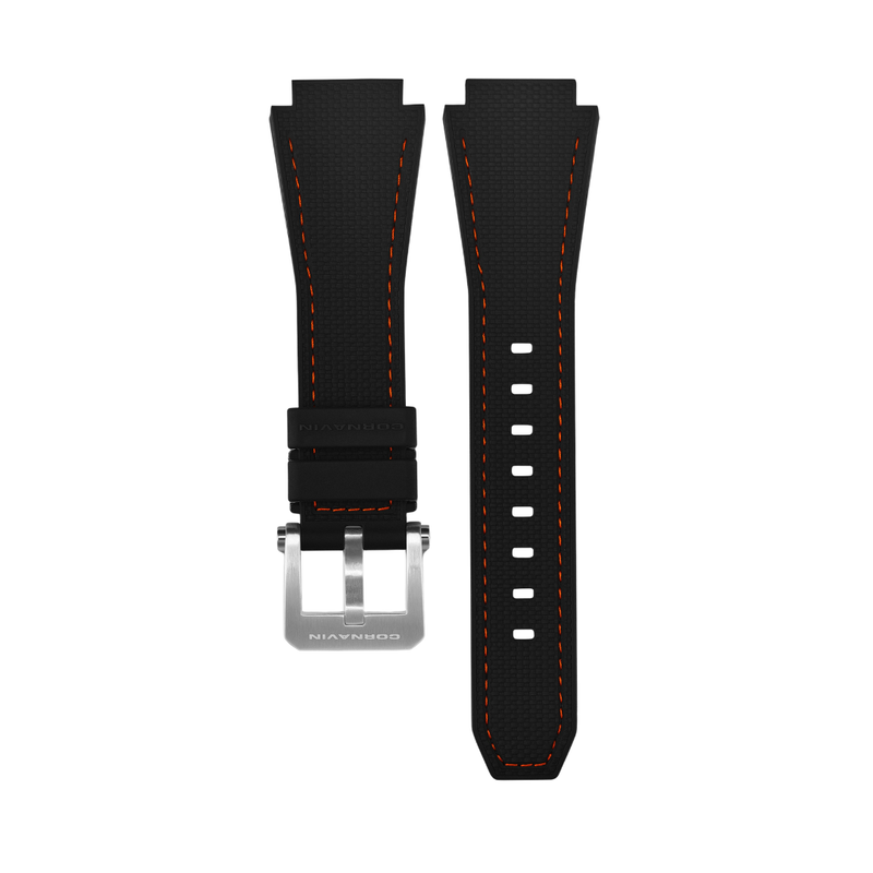 19mm - Texturiertes Silikonband mit orangener Naht