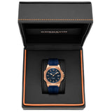 CORNAVIN CO 2021-2049 - Swiss Made Watch with 5N Rose Gold PVD-coated case and blue rubber strap