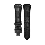 Black calf leather strap for Downtown and Downtown Sport watches with stainless steel butterfly buckle /  folding clasp