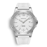 CORNAVIN CO 2021-2047 - Swiss Made Watch with a white dial and white rubber strap