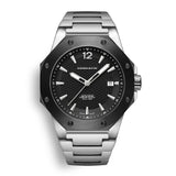 CORNAVIN CO 2021-2007 - Schweizer Uhr mit schwarzer Lünette und schwarzem Zifferblatt