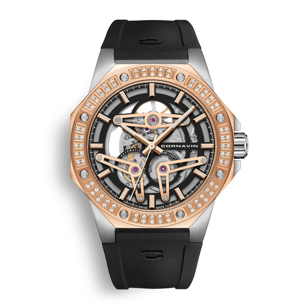 diamond edition swiss made automatic skeleton watch