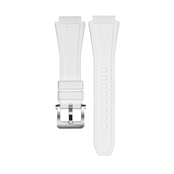 19mm - Weißes Silikonarmband mit Dornschliesse