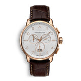 CORNAVIN CO.BD.07.L - Schweizer Uhr mit Grossdatum und braunem Lederband