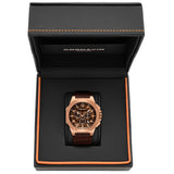 CORNAVIN CO 2012-2016R - Swiss Made Watch Chronograph with Rose Gold PVD Case and Brown Dial and Leather Strap