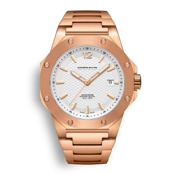 CORNAVIN CO 2021-2021 - Swiss Made Watch with a rose gold PVD case and white dial