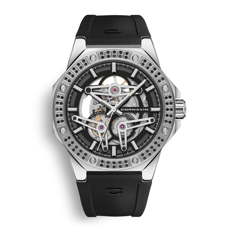 diamond edition swiss made automatic skeleton watch