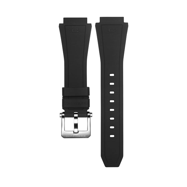 19mm - Bracelet en silicone noir avec boucle ardillon