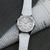 CORNAVIN CO 2021-2002 - Swiss Made Watch with a white dial and white leather strap