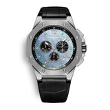 CORNAVIN SWISS MADE CHRONOGRAPH WITH BLUE MOTHER OF PEARL DIAL AND DIAMONDS