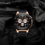 Cornavin CO 2012-2010R Chronograph with rosegold case, black bezel and rubber strap