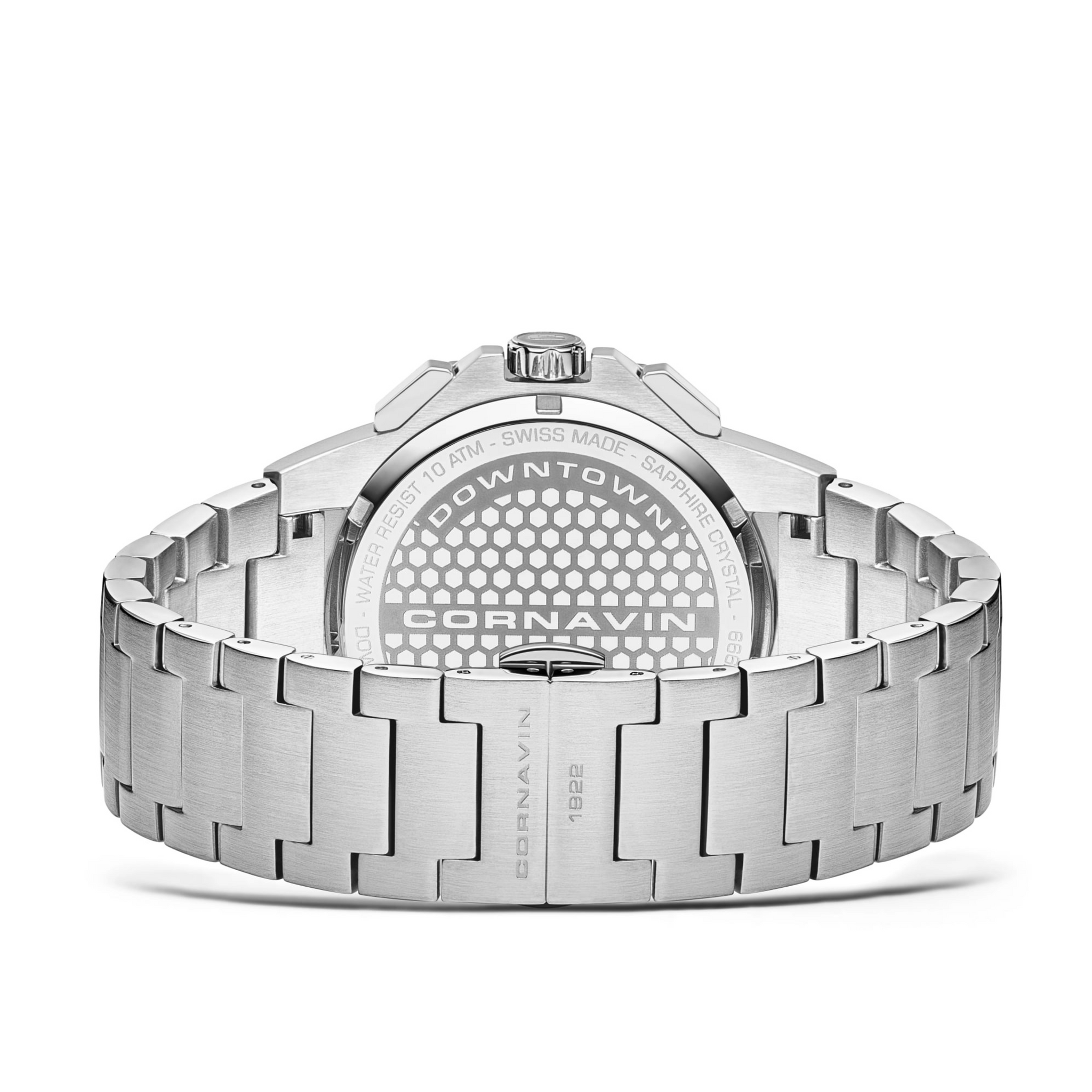 Cornavin CO.DS.04.B Silver watch with stainless steel bracelet on a white background
