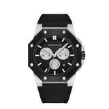 Cornavin CO.DS.05.R Black watch with silver case and black strap on a white background