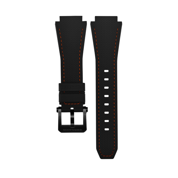 19mm - Textured Silicone Strap with Orange Stitching