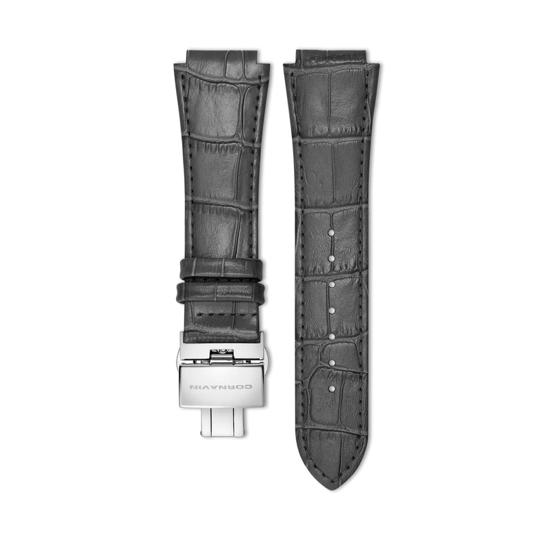 Downtown 3-H Grey Leather Strap