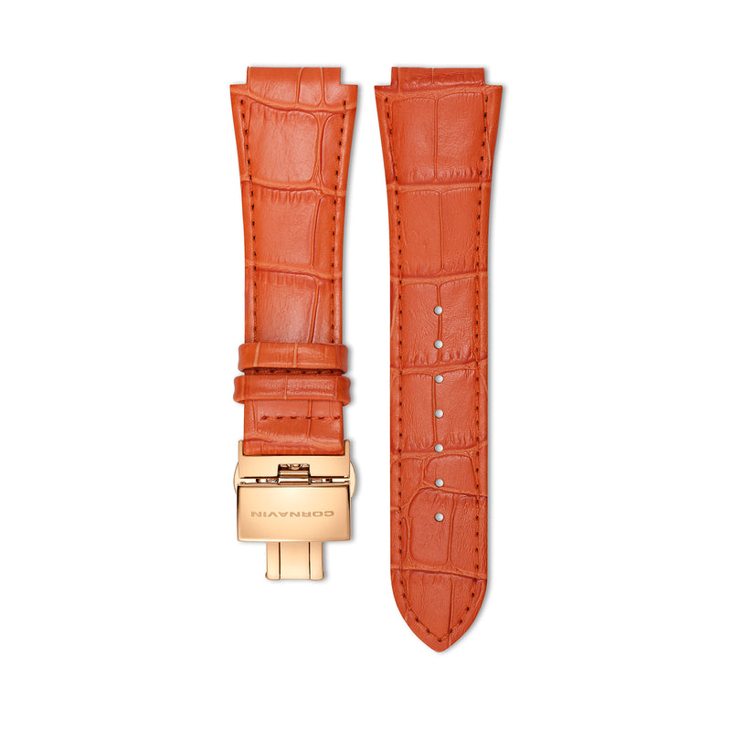 Downtown 3-H Orange Leather Strap