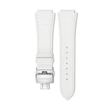Downtown 3-H White Leather Strap