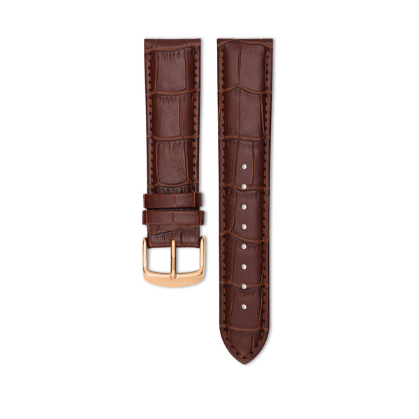 Brown Calf Leather Strap for Cornavin Bellevue watch with stainless steel ardillon buckle