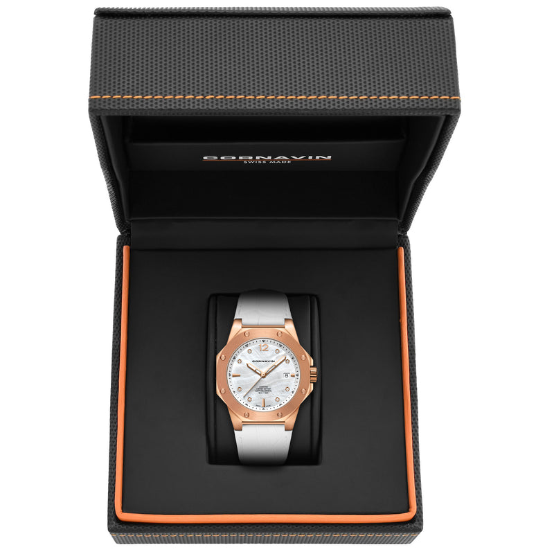 CORNAVIN CO 2021-2013 DIAMOND EDITION - Swiss Made Watch with a rose gold PVD case and white MOP dial