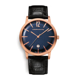 Cornavin Swiss Made Watch Bellevue with a blue dial and rose PVD case
