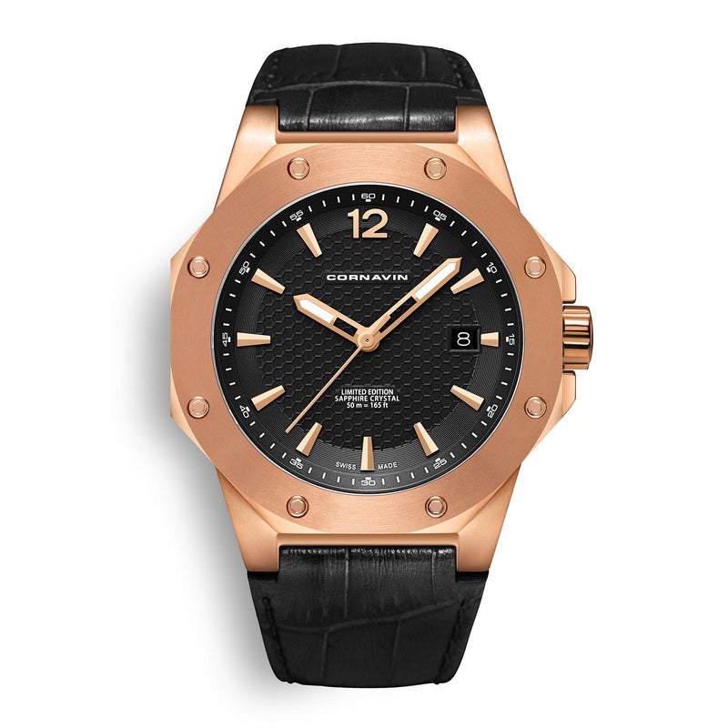 CORNAVIN CO 2021-2020 - Swiss Made Watch with a rose gold PVD case and black dial