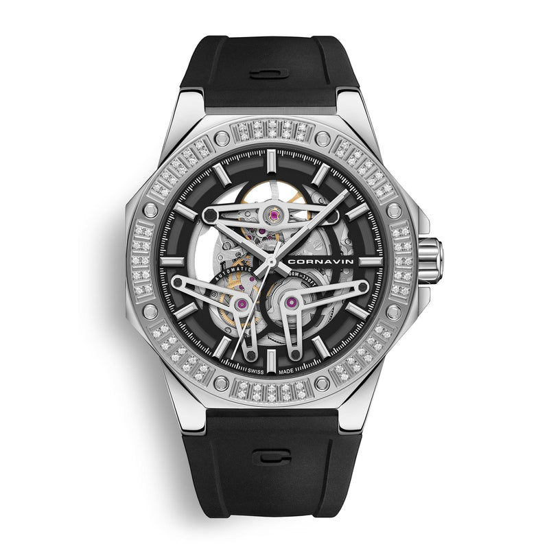 diamond edition swiss made automatic skeleton watch