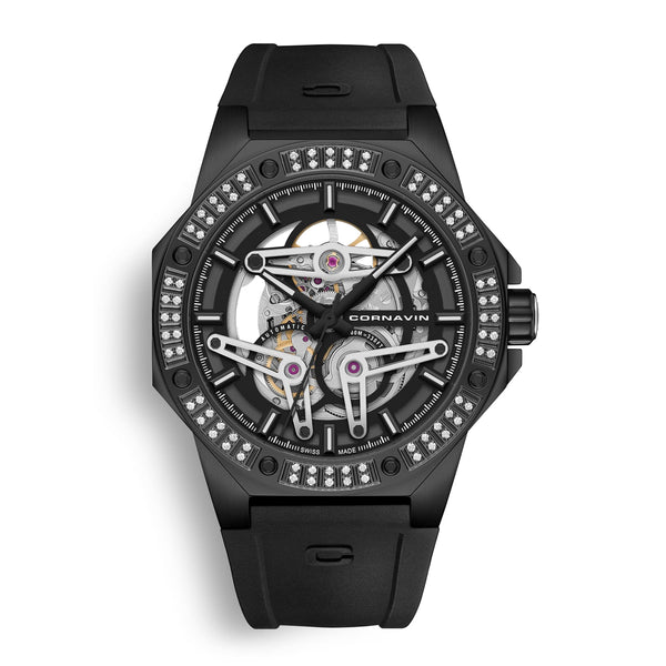 diamond edition swiss made automatic skeleton watch