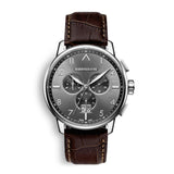 CORNAVIN CO.BD.03.L - Swiss Made Watch with Big Date and brown leather strap