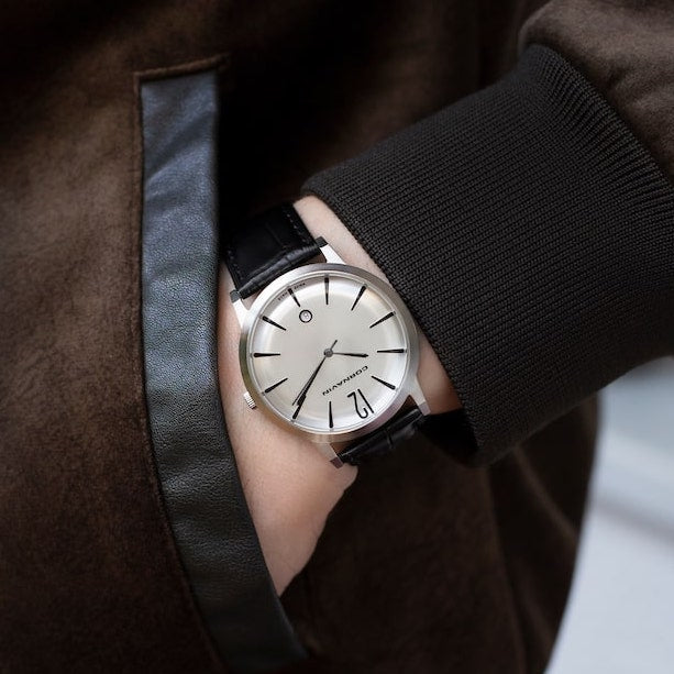 Cornavin Swiss Made Watch of the Bellevue collection with a black leather strap