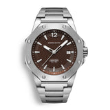 CORNAVIN CO 2021-2046 - Swiss Made Watch with a brown dial and stainless steel bracelet.
